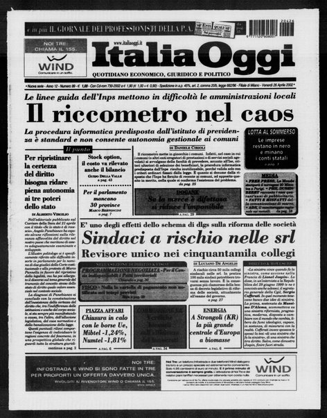 Italia oggi : quotidiano di economia finanza e politica